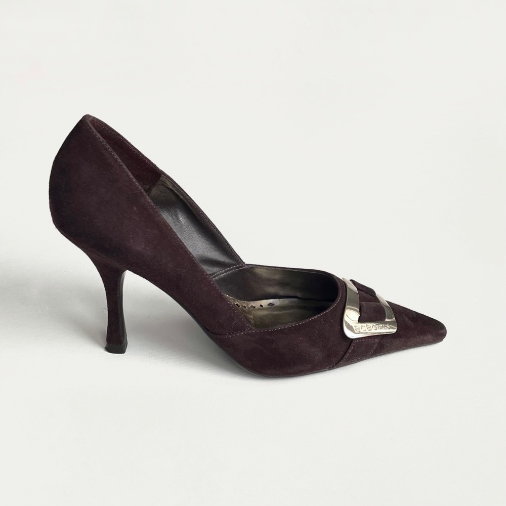 BCBGirls Dark Brown Suede Point Toe Heels